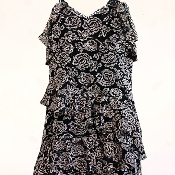 White House Black Market Three Steps Spaghetti Strap Floral Print Ruffle Dress 6 - Picture 3 of 15